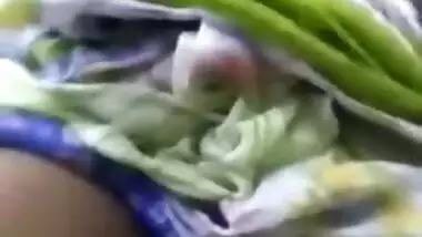 Indian diva in a colorful sari exposes touchable natural XXX boobs