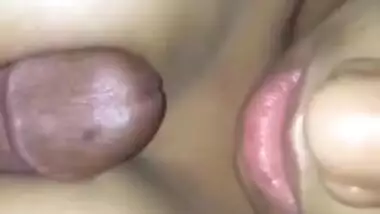 Desi girl rubs man's XXX tool with boobs that are covered with sperm