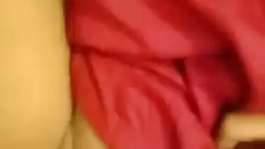 Boyfriend and the Indian girl in red dress practice sex on camera