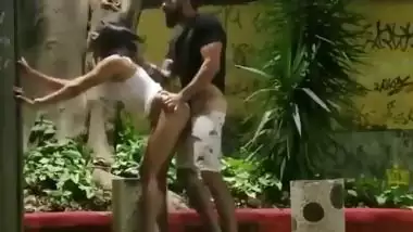 Nasty couple fuck in a public place in Desi outdoor porn