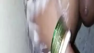 Horny bhabhi masturbating and squirting in bathroom, husband recording