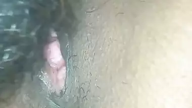 Man licks his wife’s shaved pussy like a dog