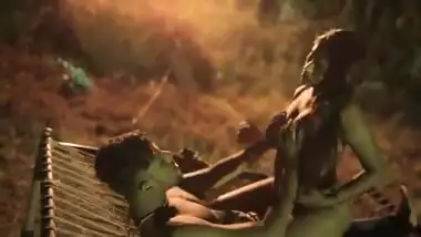 A horny guy bangs his slut GF under the sky at night