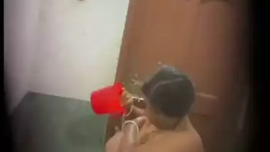 Huge boobs mom pouring water on breasts caught by son