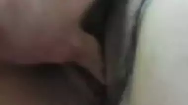 Brown haired cam girl boob pressing and pussy fingering