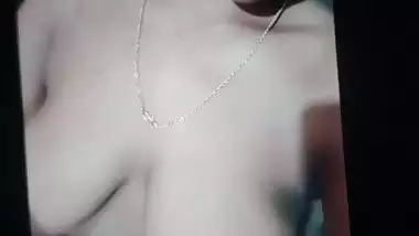 Dark nipples girlfriend sitting nude and fingering