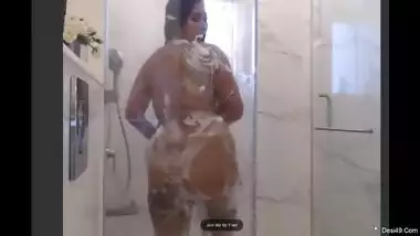 Excited XXX model of Indian origin sucks and rides dildo in the bathroom