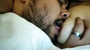 Licking and tickling boobs of beautiful GF