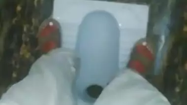 Pee in a Public Toilet indian style on an eco farm - anyone can Come inside - the door unlocke